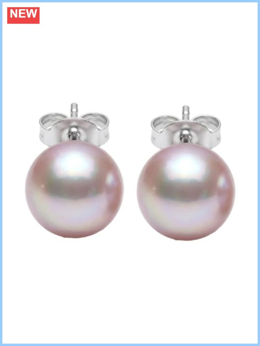 S925 Sterling Silver 14K White Gold Plated Iridescent Pearl Stud Earrings